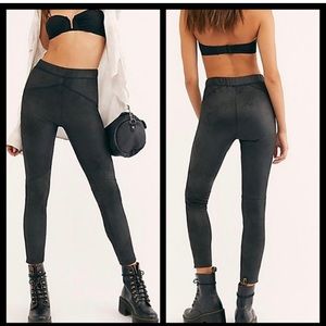 Free People Midnight Faux Suede moto seamed pull on legging black S